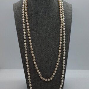 2 Vintage Cream & White Colored Faux Pearl Bead Necklace Single Strand